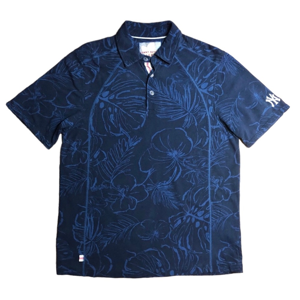 TOMMY BAHAMA MLB NY Yankees Blue Palm Print Polo